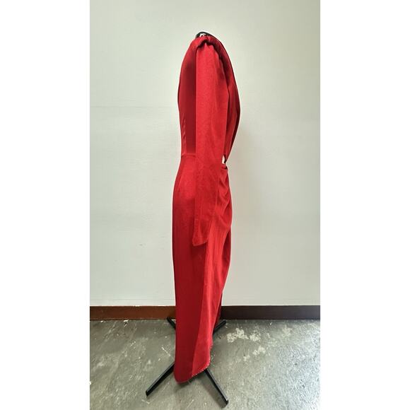 Monique Lhuillier Red One-Shoulder Midi Dress - Picture 9 of 14